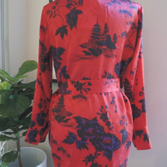 Zara Red Satin Double-Breasted Blazer - Picture 6 of 8